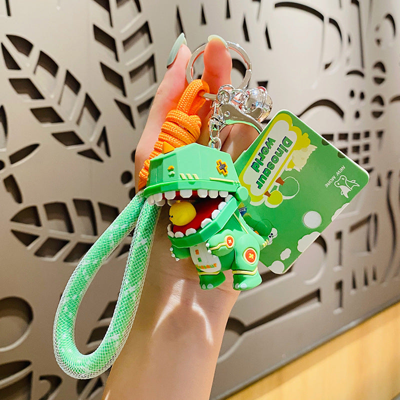 Wholesale Cartoon Mecha Dinosaur Figure Silicone Keychain